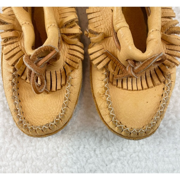 SOUTHWEST INDIAN FOUNDATION • Genuine Moosehide Leather Slip-On Fringe Moccasins - Picture 11 of 16